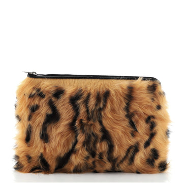 Celine Solo Clutch Printed Faux Fur Small