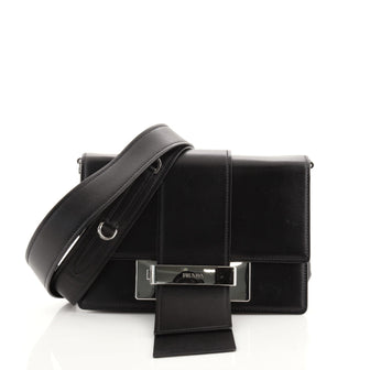 Prada Metal Ribbon Shoulder Bag City Calfskin Small