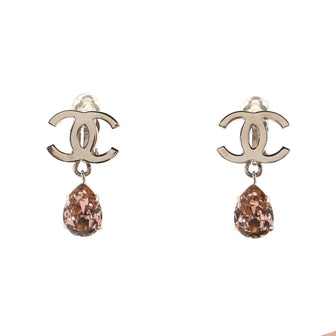 Chanel CC Teardrop Clip-On Earrings Metal with Crystals