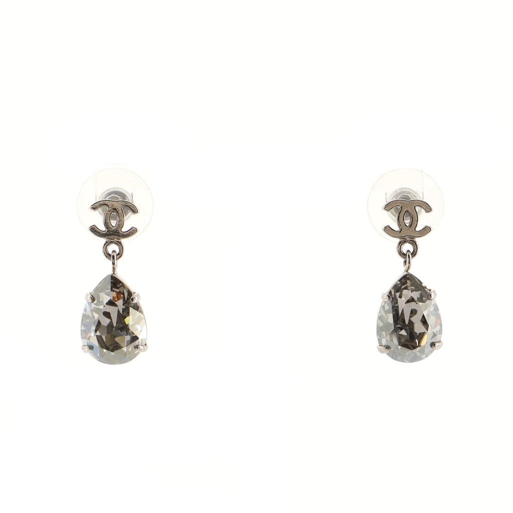 Silver & Crystal 'CC' Star Dangle Earrings