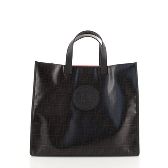 Fendi FF Logo Stamp Tote Zucca Coated Canvas Large