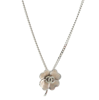 Chanel CC Clover Pendant Chain Necklace Metal with Enamel and Rhinestones