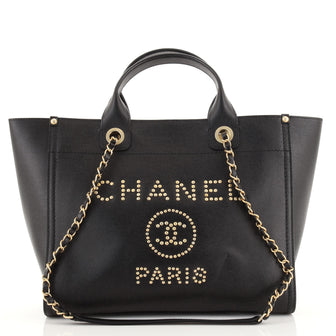 Chanel Deauville Tote Studded Caviar Small
