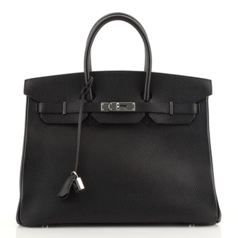 Hermes Birkin Handbag Black Ardennes with Palladium Hardware 35