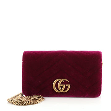 Gucci GG Marmont Chain Flap Bag Matelasse Velvet Mini