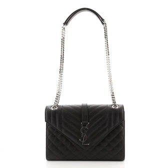 Saint Laurent Classic Monogram Envelope Satchel Quilted Leather Medium