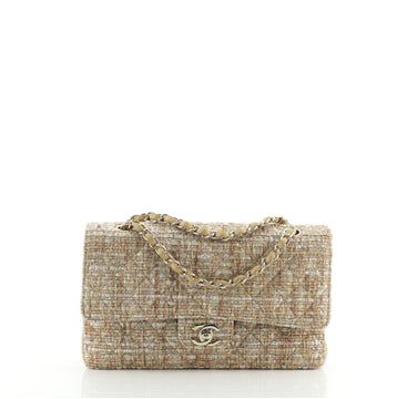 Chanel Vintage Classic Double Flap Bag Quilted Tweed Medium