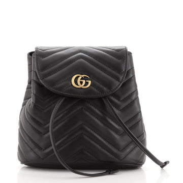 Gucci GG Marmont Drawstring Backpack Matelasse Leather Mini