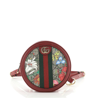 Gucci Ophidia Round Backpack Flora GG Coated Canvas Mini