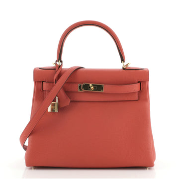 Hermes Kelly Handbag Red Togo with Gold Hardware 28