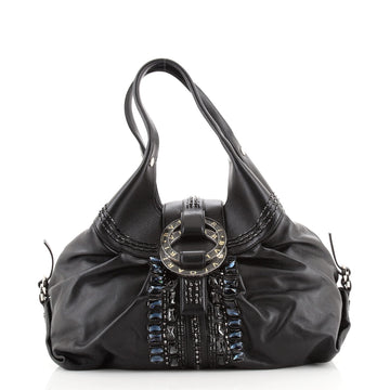 Bvlgari Chandra Hobo Embellished Leather Large