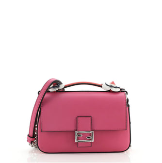 Fendi Flowerland Double Baguette Crossbody Bag Leather Micro