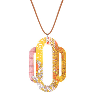 Hermes Attelage Etriers Tattoo Pendant Necklace Enamel with Leather