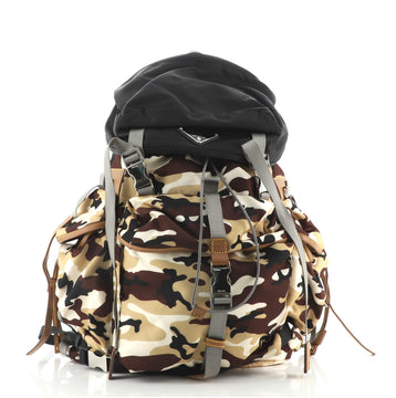 Prada Camouflage Multiple Pocket Buckle Backpack Printed Tessuto
