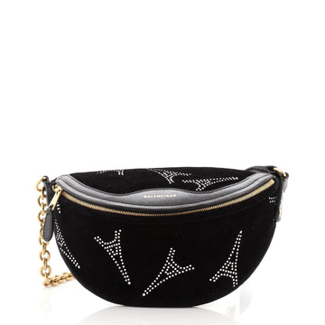 Balenciaga Souvenir Belt Bag Crystal Embellished Velvet XS