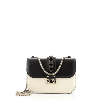 Valentino Glam Lock Covered Studs Handbag Leather Small
