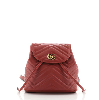 Gucci GG Marmont Drawstring Backpack Matelasse Leather Mini