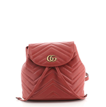 Gucci GG Marmont Drawstring Backpack Matelasse Leather Mini