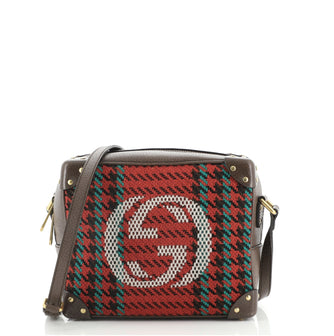 Gucci Interlocking G Messenger Bag Houndstooth Canvas