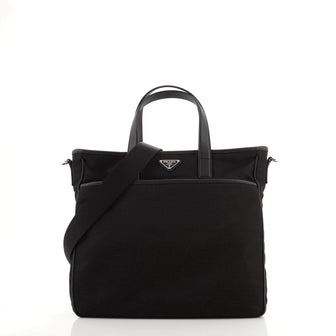 Prada Convertible Front Pocket Briefcase Tessuto Large