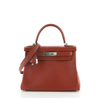 Hermes Kelly Handbag Verso Evercolor with Palladium Hardware 28