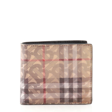 Burberry Bifold Wallet Hologram TB Vintage Check Coated Canvas Compact