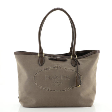 Prada Logo Open Tote Canvas Medium