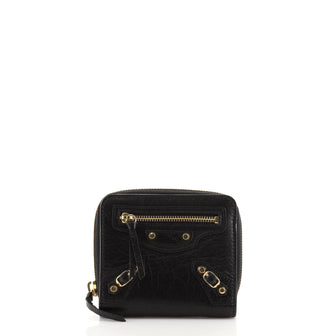 Balenciaga Classic Studs Bifold Zip Wallet Leather Compact