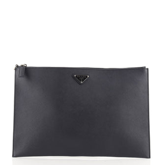 Prada Logo Pouch Saffiano Leather Large