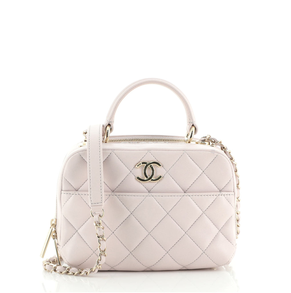 CHANEL Calfskin Quilted Small CC Bowling Bag White 675871
