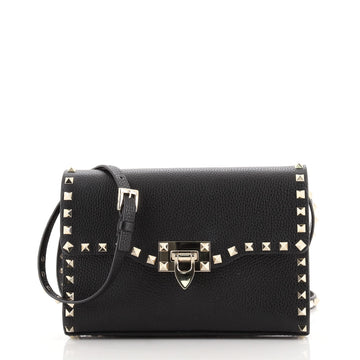 Valentino Rockstud Chain Flip Lock Flap Bag Leather Medium