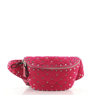 Valentino Rockstud Spike Belt Bag Quilted Velvet