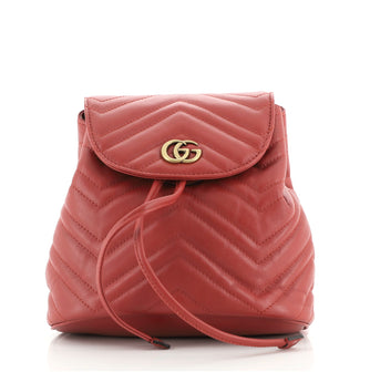 Gucci GG Marmont Drawstring Backpack Matelasse Leather Mini