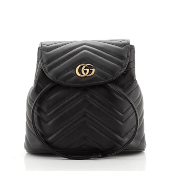 Gucci GG Marmont Drawstring Backpack Matelasse Leather Mini