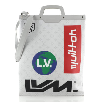 Louis Vuitton Chalk Flat Tote Bag Limited Edition Logo Story Monogram Canvas
