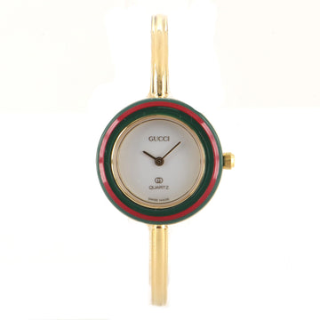 Gucci 1100 Interchangeable Bezel Bangle Quartz Watch Plated Metal with Plastic 26
