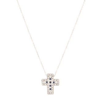 Damiani Belle Epoque Pendant Necklace 18K White Gold with Diamonds and Sapphires XXS