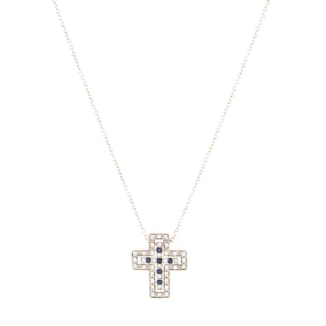Damiani Belle Epoque Pendant Necklace 18K White Gold with Diamonds and Sapphires XXS