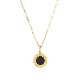 Bvlgari Bvlgari Bvlgari Pendant Necklace 18K Yellow Gold with Onyx