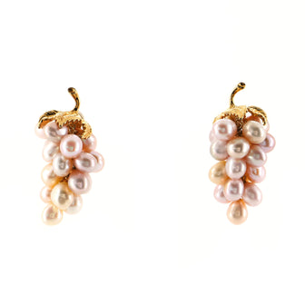 Tasaki Grape Motif Earrings 18K Yellow Gold and Pearls