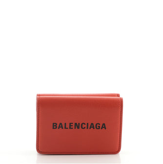 Balenciaga Logo Trifold Wallet Leather Mini