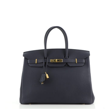 Hermes Birkin Handbag Blue Togo with Gold Hardware 35