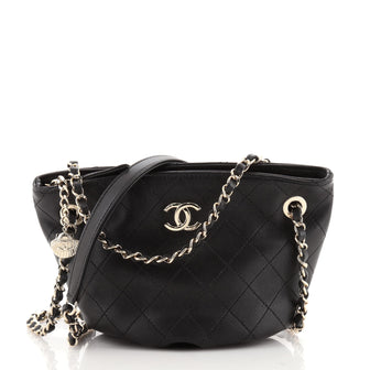 Chanel CC Shell Charm Bucket Tote Stitched Leather Mini