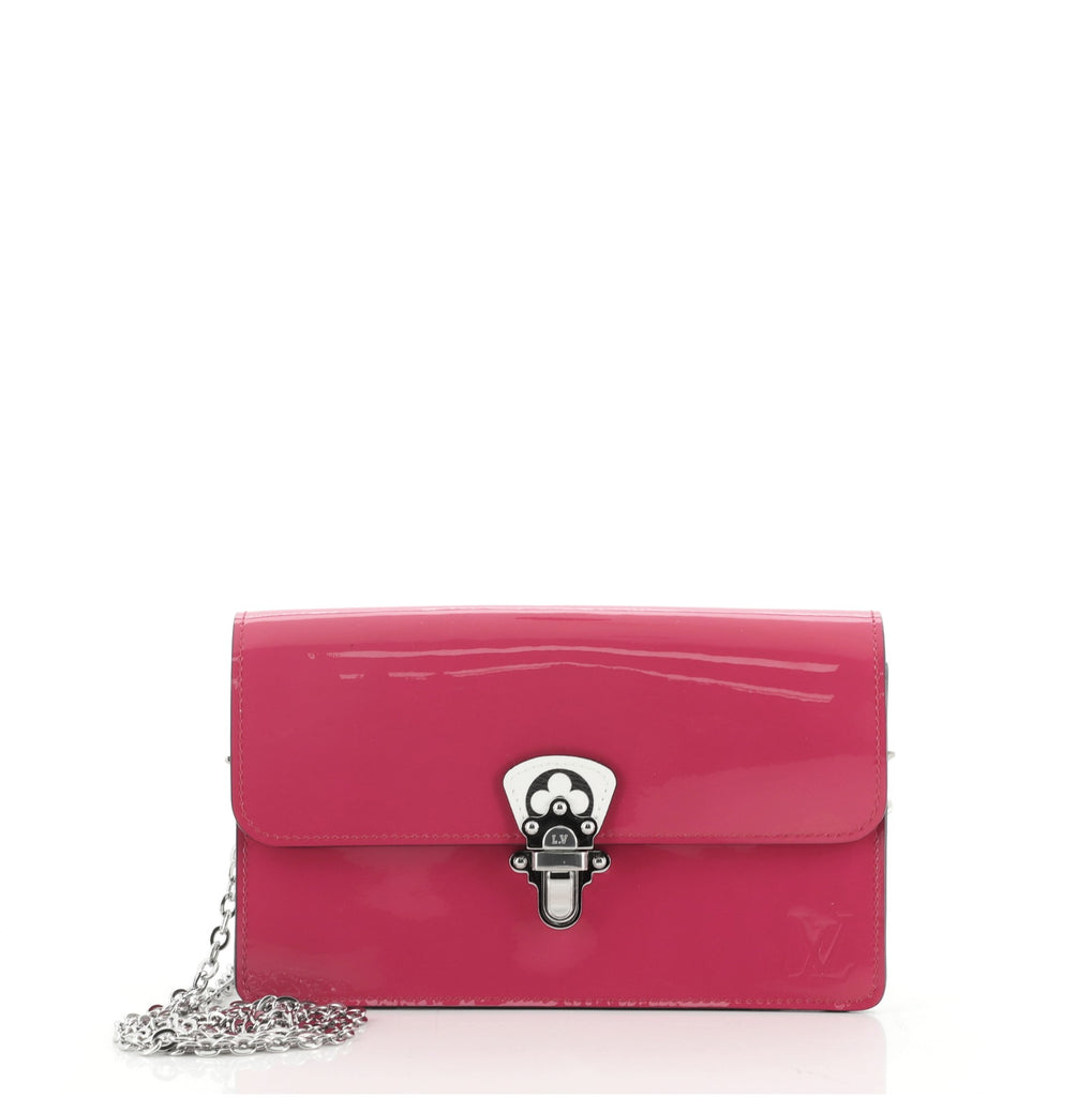 Louis Vuitton Cherrywood Chain Wallet Vernis with Monogram Canvas Pink  7734661
