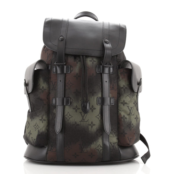 LOUIS VUITTON Christopher PM Camouflage Nylon Monogram Backpack Bag Bl