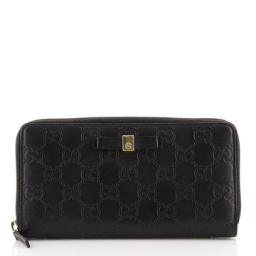 Gucci Bow Zip Around Wallet Guccissima Leather Long