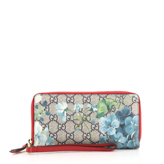 Gucci Wrist Zip Wallet Blooms Print GG Coated Canvas