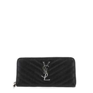 Saint Laurent Classic Monogram Zip Around Wallet Matelasse Chevron Leather