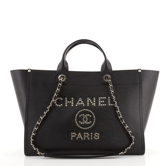 Chanel Deauville Tote Studded Caviar Medium
