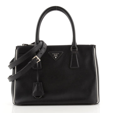 Prada Bicolor Double Zip Lux Tote Saffiano Leather Small